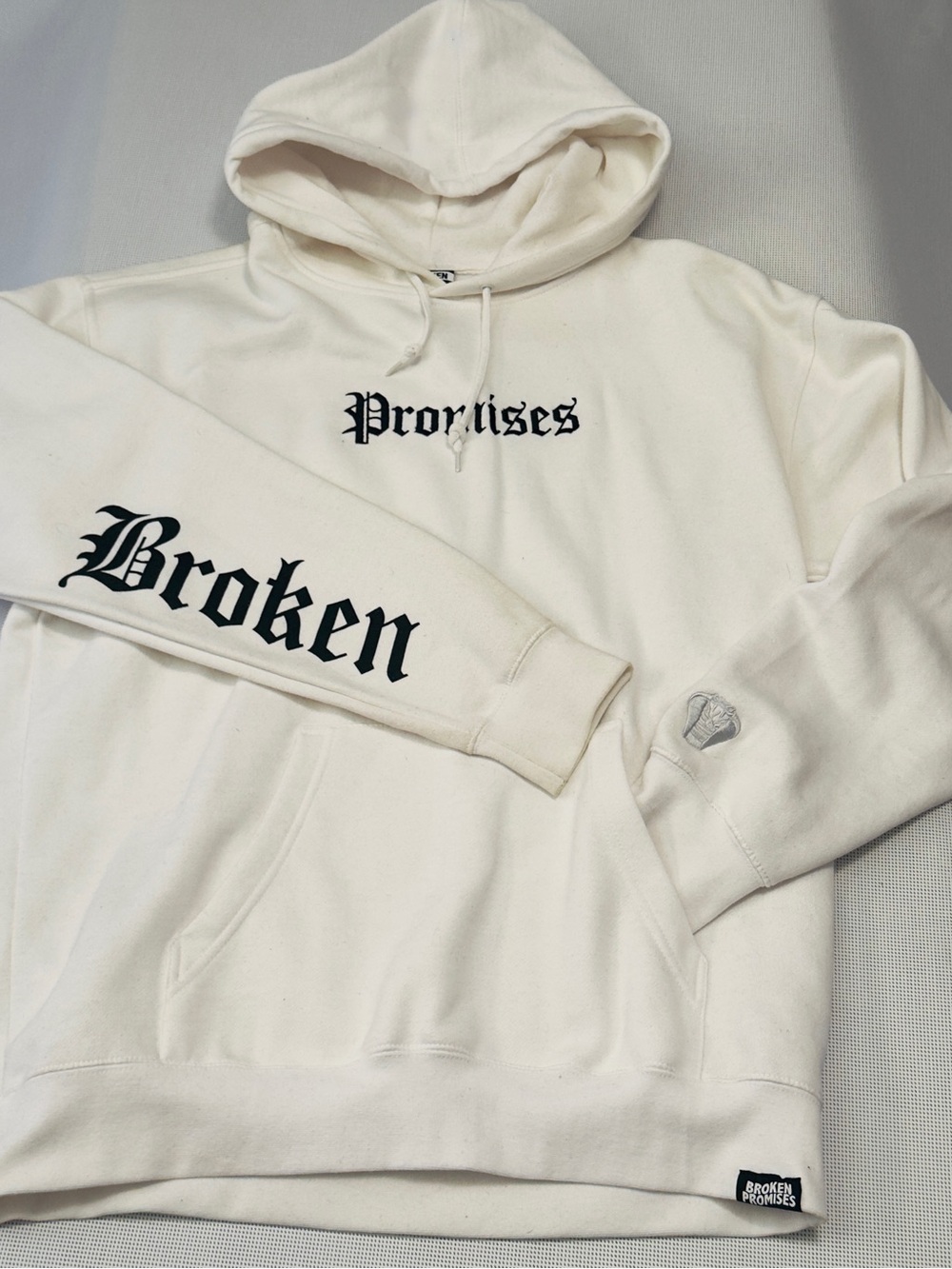 Broken Promises Cream Graphic Hoodie